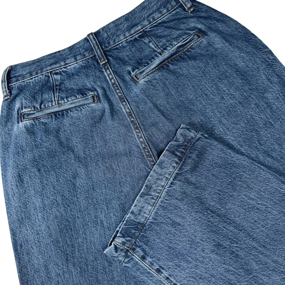 Madewell Baggy‎ Straight Jeans Women 26 Blue Pleated High Rise Denim Trousers